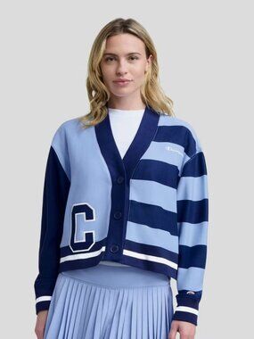 Champion Women's Collegiate Cardigan - Light Blue Striped S